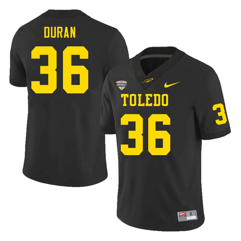Toledo Rockets #36 Emilio Duran College Football Jerseys Stitched Sale-Black
